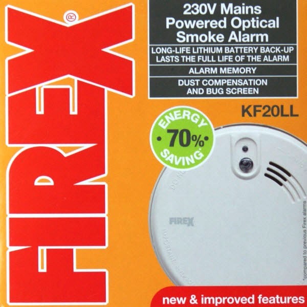 Kidde Firex KF20LL Optical Mains Smoke Alarm For Domestic Use Long Life Battery 