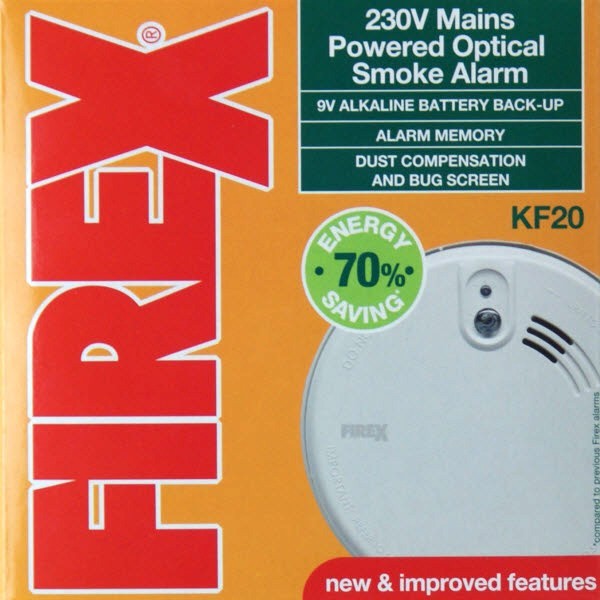 Kidde Firex KF20 Optical Mains Powered Smoke Alarm 230V with 9v Battery Backup