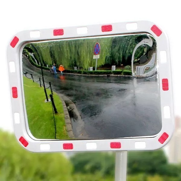 Black RETYLY 30Cm Wide Angle Security Road Mirror Curved for Indoor Burglar Outdoor Safurance Roadway Safety Traffic Signal Convex Mirror 