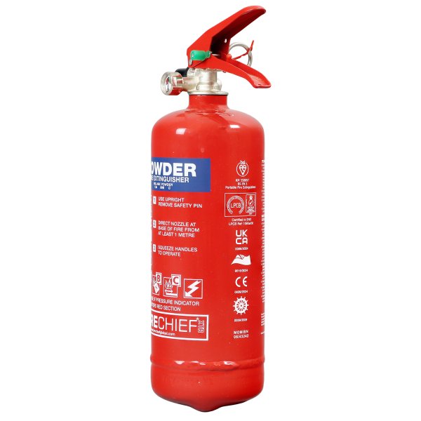 Boat 2kg Powder Fire Extinguisher - MED Approved front angle