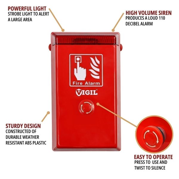 Vigil Temporary Fire Alarm with Push Button Features